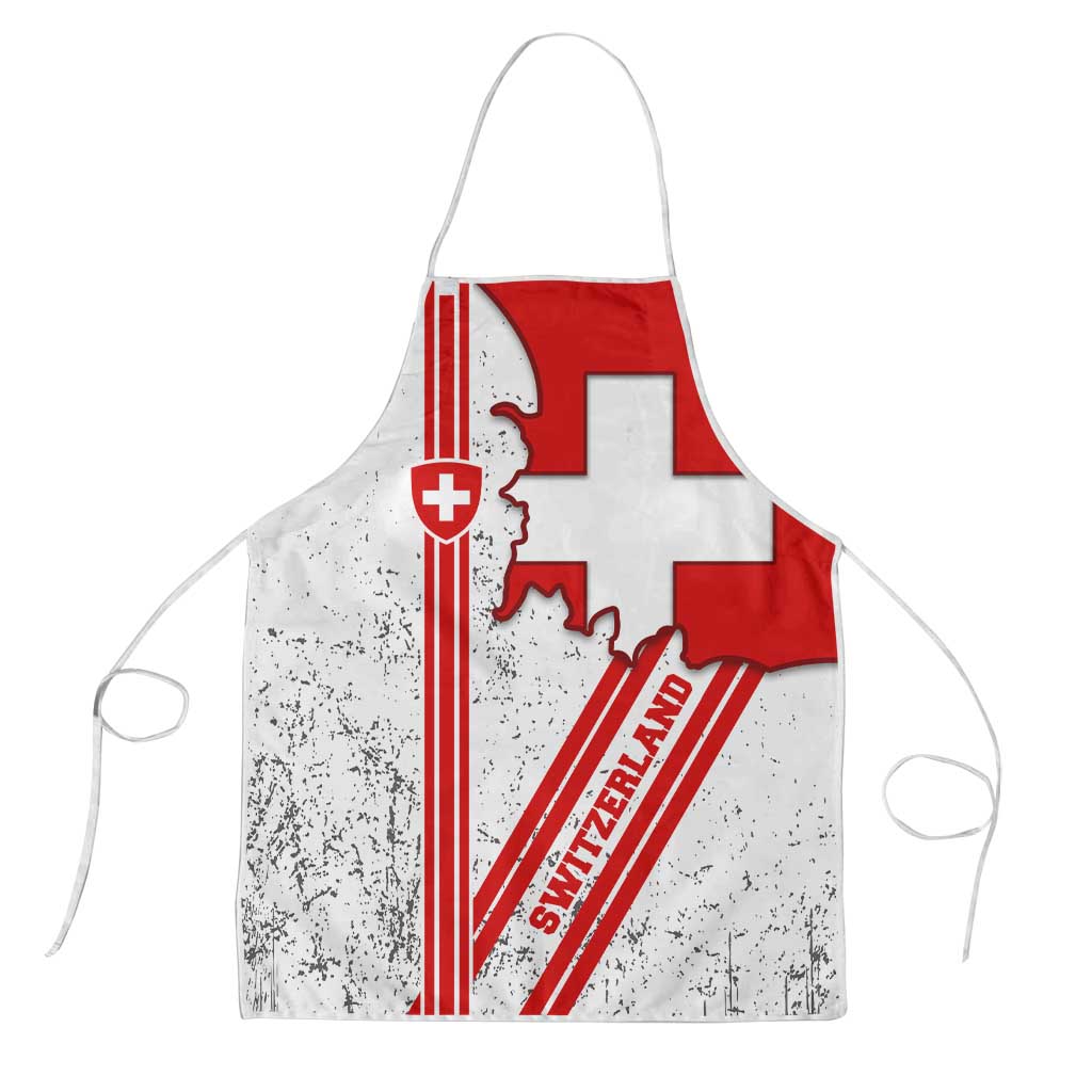 Switzerland Flag Apron Swiss Map Red-White Distressed - Wonder Print Shop