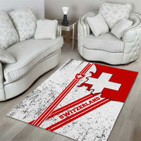 Switzerland Flag Area Rug Swiss Map Red-White Distressed - Wonder Print Shop