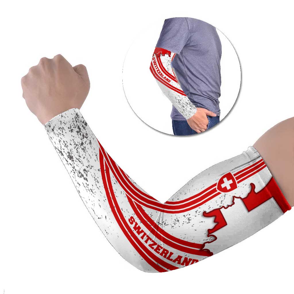 Switzerland Flag Arm Sleeves Swiss Map Red-White Distressed - Wonder Print Shop