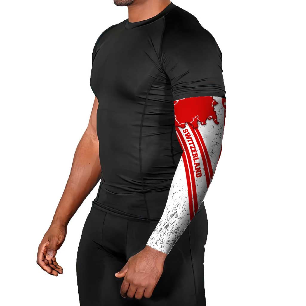 Switzerland Flag Arm Sleeves Swiss Map Red-White Distressed - Wonder Print Shop
