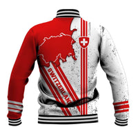 Switzerland Flag Baseball Jacket Swiss Map Red-White Distressed - Wonder Print Shop