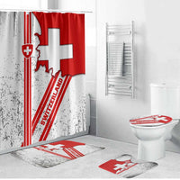 Switzerland Flag Bathroom Set Swiss Map Red-White Distressed - Wonder Print Shop