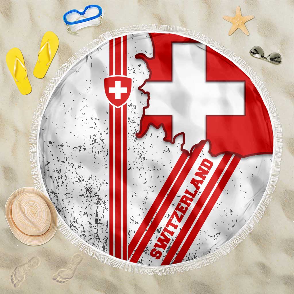 Switzerland Flag Beach Blanket Swiss Map Red-White Distressed - Wonder Print Shop