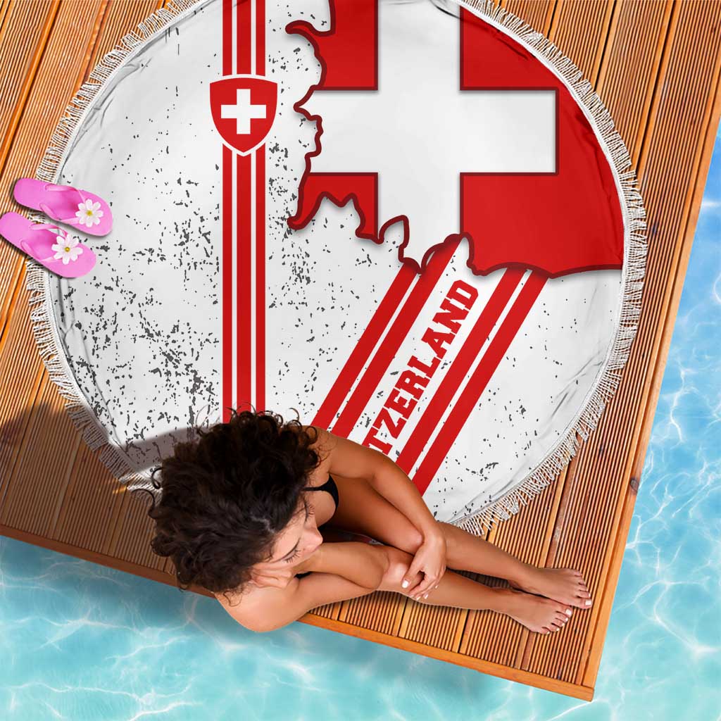 Switzerland Flag Beach Blanket Swiss Map Red-White Distressed - Wonder Print Shop