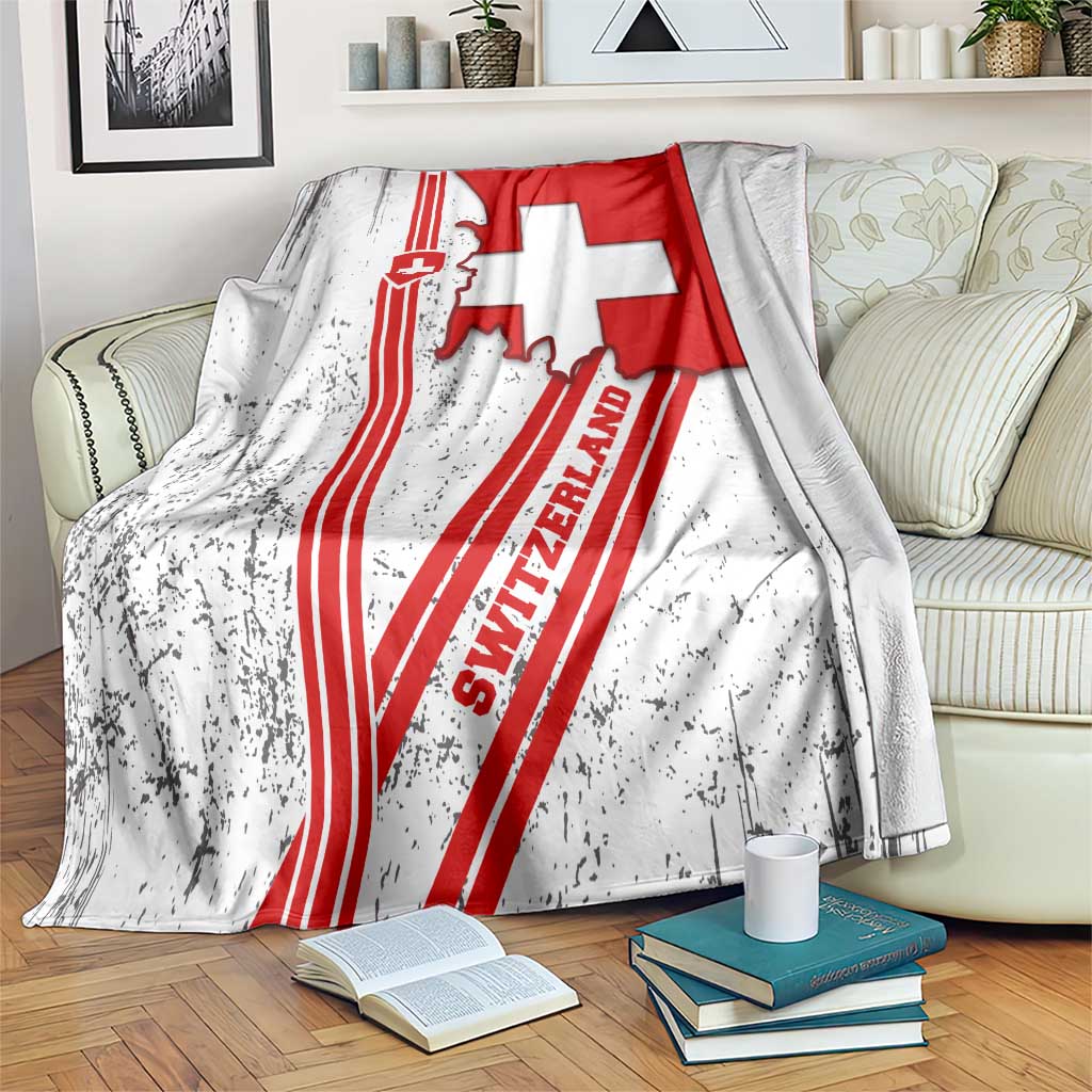 Switzerland Flag Blanket Swiss Map Red-White Distressed - Wonder Print Shop