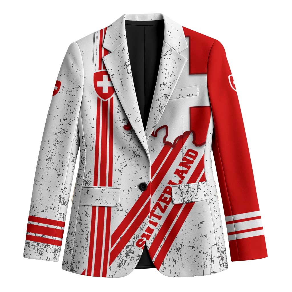 Switzerland Flag Blazer Swiss Map Red-White Distressed - Wonder Print Shop