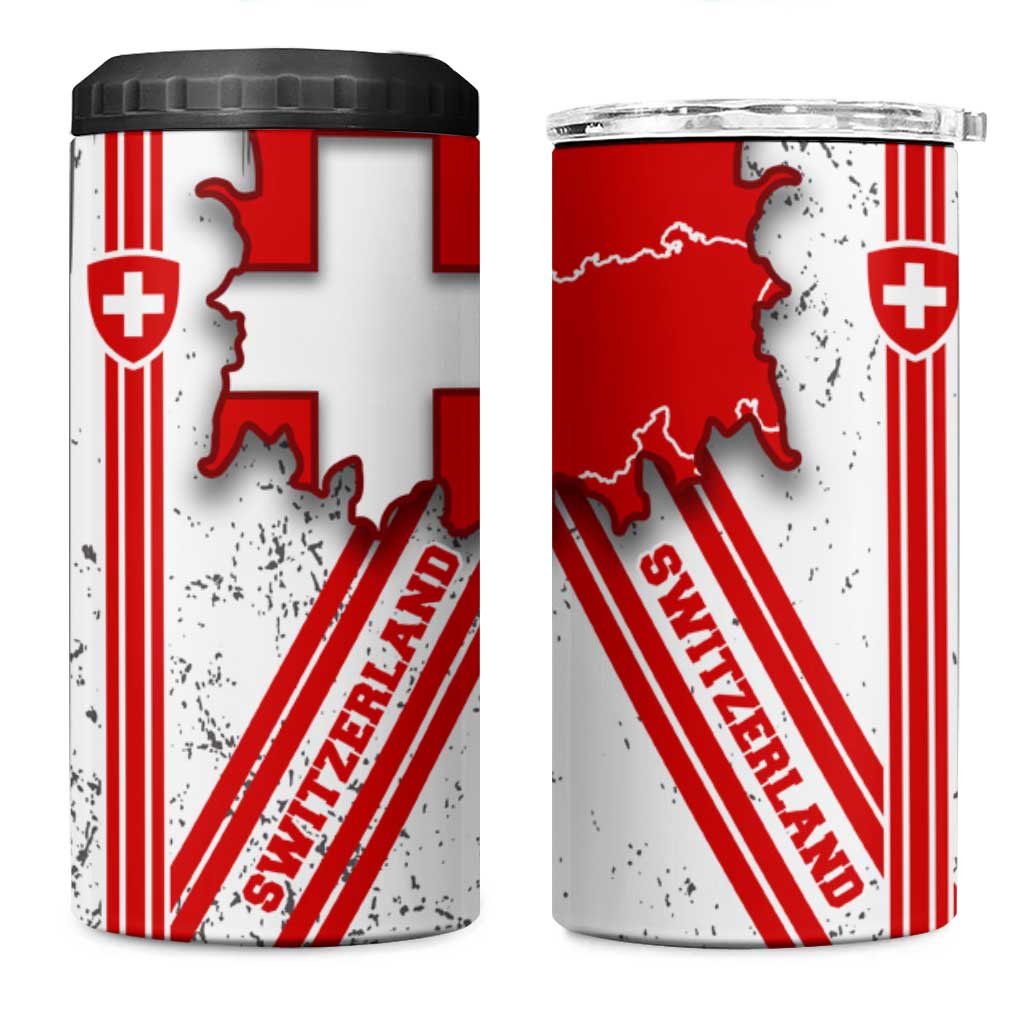 Switzerland Flag 4 in 1 Can Cooler Tumbler Swiss Map Red-White Distressed - Wonder Print Shop