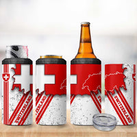 Switzerland Flag 4 in 1 Can Cooler Tumbler Swiss Map Red-White Distressed - Wonder Print Shop