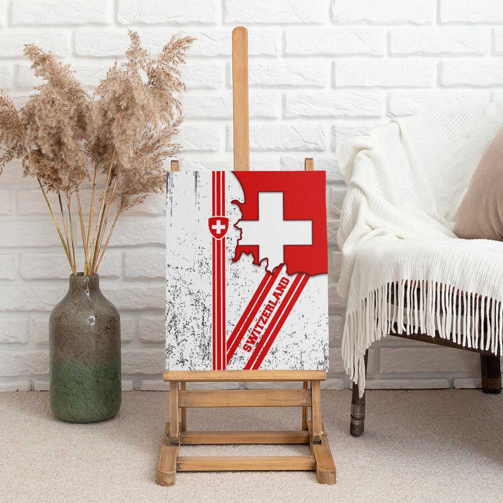 Switzerland Flag Canvas Wall Art Swiss Map Red-White Distressed - Wonder Print Shop
