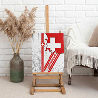 Switzerland Flag Canvas Wall Art Swiss Map Red-White Distressed - Wonder Print Shop