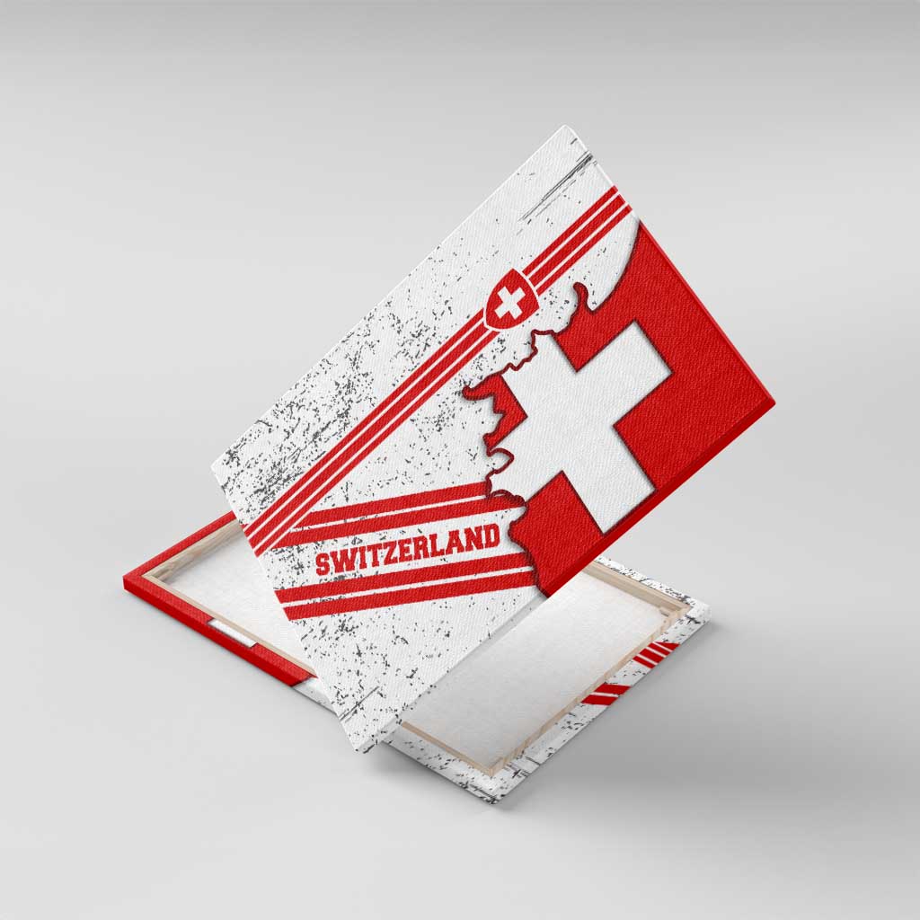 Switzerland Flag Canvas Wall Art Swiss Map Red-White Distressed - Wonder Print Shop