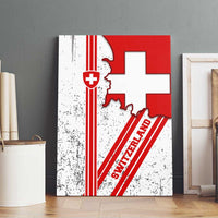 Switzerland Flag Canvas Wall Art Swiss Map Red-White Distressed - Wonder Print Shop