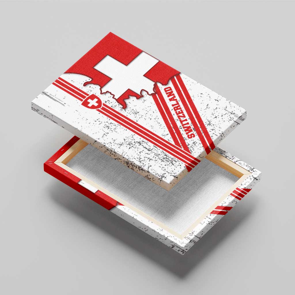Switzerland Flag Canvas Wall Art Swiss Map Red-White Distressed - Wonder Print Shop