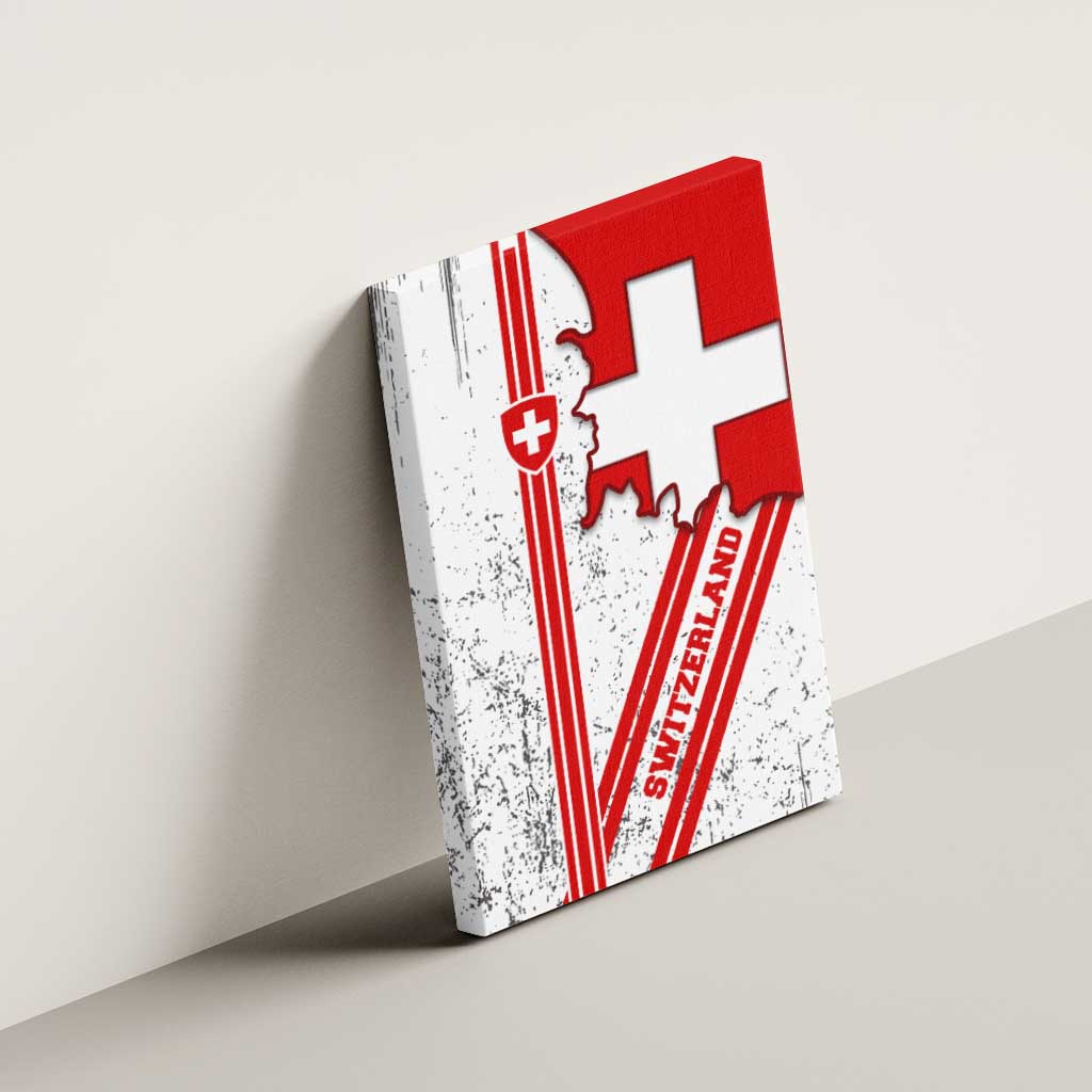Switzerland Flag Canvas Wall Art Swiss Map Red-White Distressed - Wonder Print Shop
