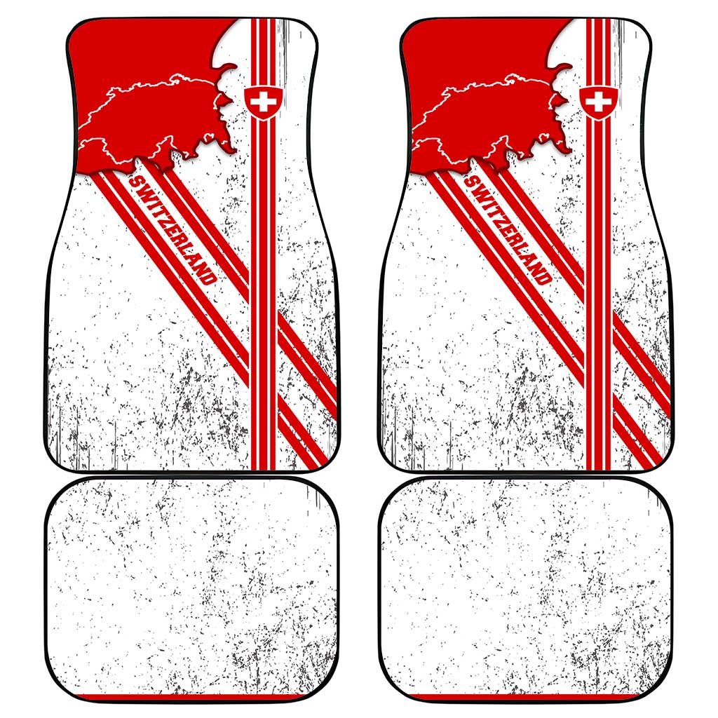 Switzerland Flag Car Mats Swiss Map Red-White Distressed - Wonder Print Shop