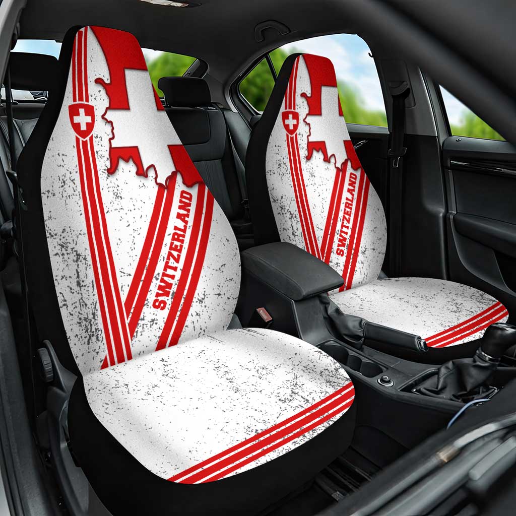 Switzerland Flag Car Seat Cover Swiss Map Red-White Distressed - Wonder Print Shop