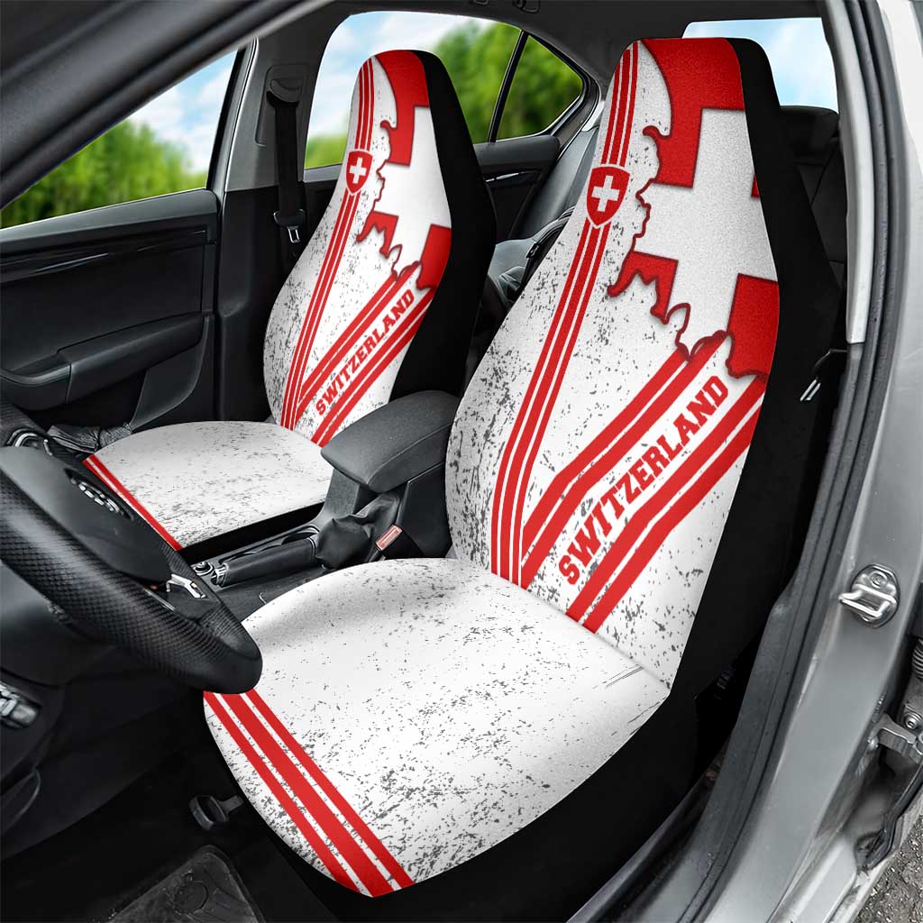 Switzerland Flag Car Seat Cover Swiss Map Red-White Distressed - Wonder Print Shop