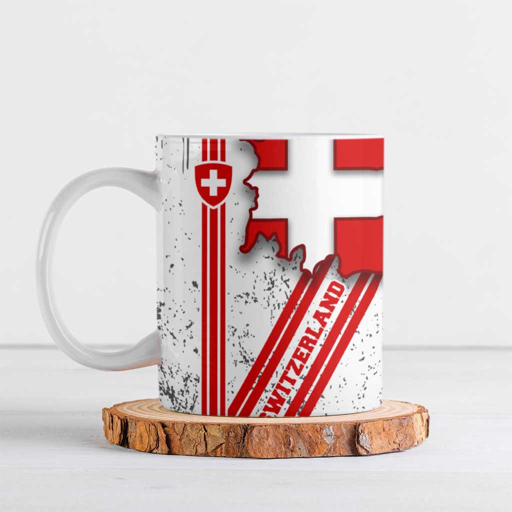 Switzerland Flag Ceramic Mug Swiss Map Red-White Distressed - Wonder Print Shop