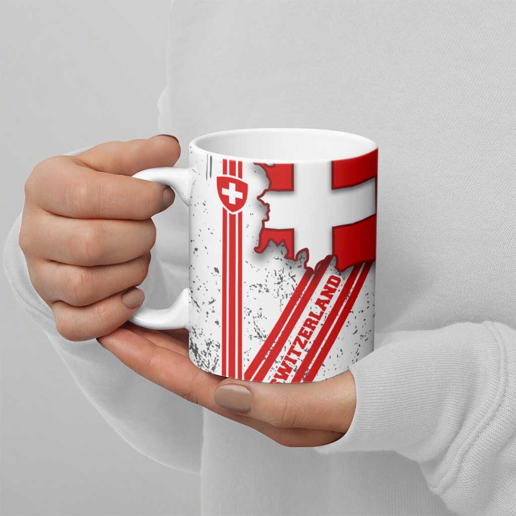 Switzerland Flag Ceramic Mug Swiss Map Red-White Distressed - Wonder Print Shop