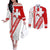 Switzerland Flag Couples Matching Off The Shoulder Long Sleeve Dress and Long Sleeve Button Shirt Swiss Map Red-White Distressed - Wonder Print Shop