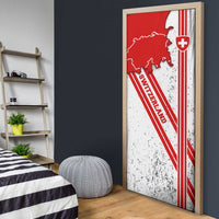 Switzerland Flag Door Cover Swiss Map Red-White Distressed - Wonder Print Shop