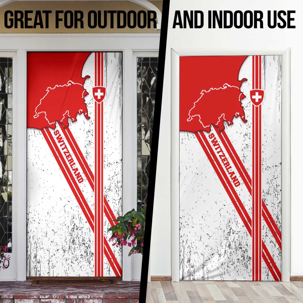 Switzerland Flag Door Cover Swiss Map Red-White Distressed - Wonder Print Shop