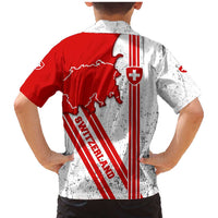 Switzerland Flag Family Matching Mermaid Dress and Hawaiian Shirt Swiss Map Red-White Distressed - Wonder Print Shop