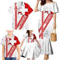 Switzerland Flag Family Matching Mermaid Dress and Hawaiian Shirt Swiss Map Red-White Distressed - Wonder Print Shop