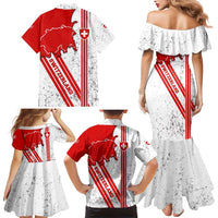 Switzerland Flag Family Matching Mermaid Dress and Hawaiian Shirt Swiss Map Red-White Distressed - Wonder Print Shop