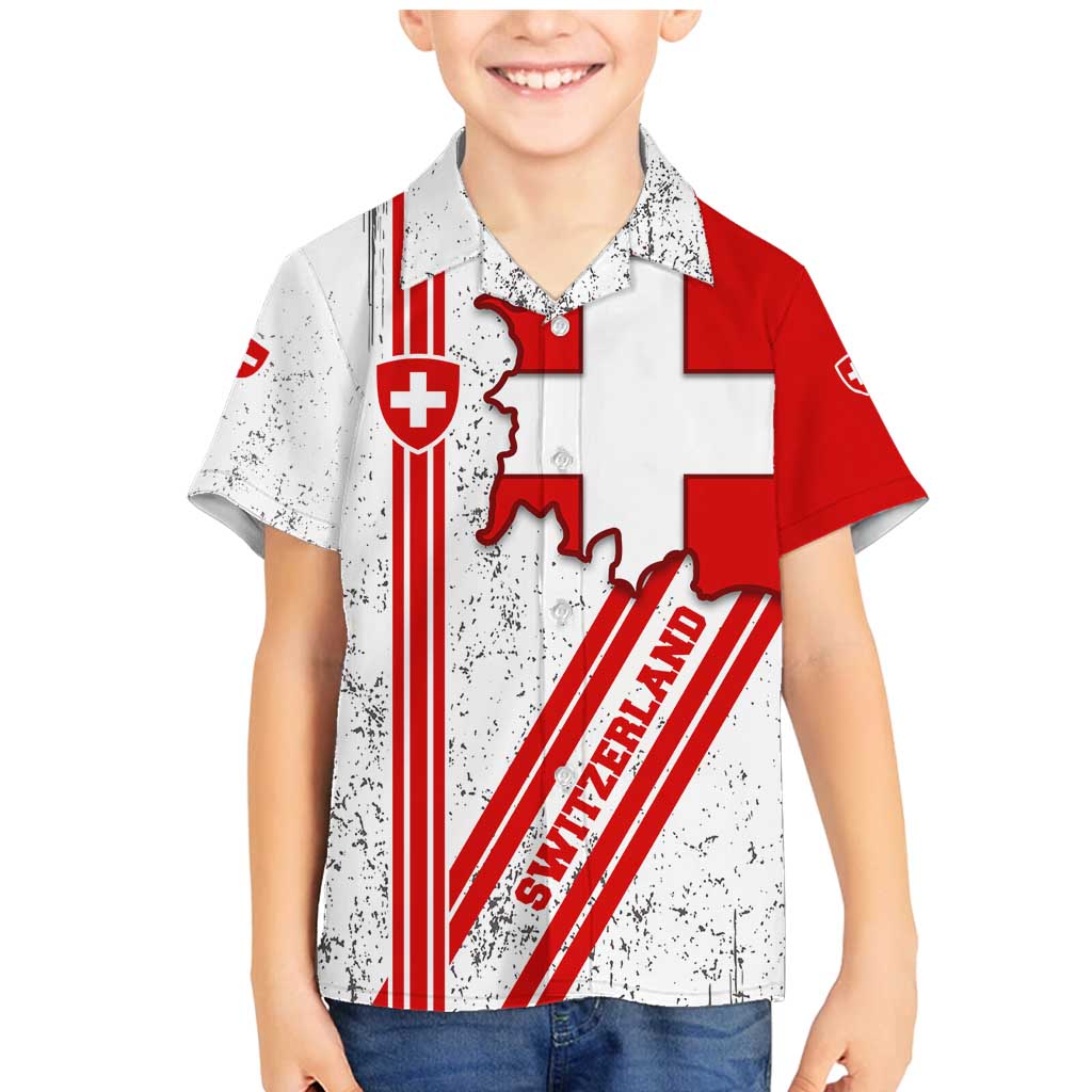 Switzerland Flag Family Matching Mermaid Dress and Hawaiian Shirt Swiss Map Red-White Distressed - Wonder Print Shop