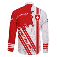 Switzerland Flag Family Matching Short Sleeve Bodycon Dress and Hawaiian Shirt Swiss Map Red-White Distressed - Wonder Print Shop