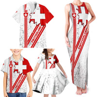 Switzerland Flag Family Matching Tank Maxi Dress and Hawaiian Shirt Swiss Map Red-White Distressed - Wonder Print Shop