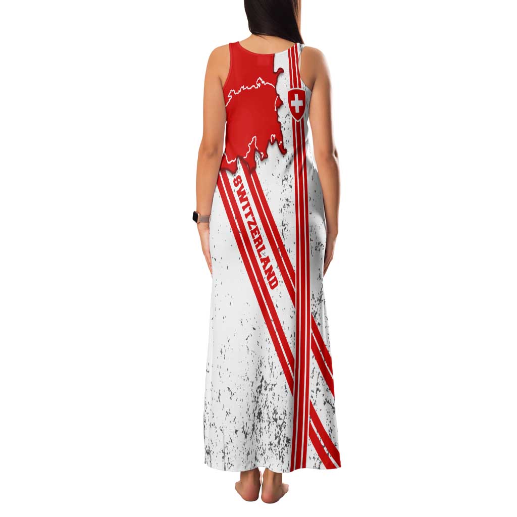 Switzerland Flag Family Matching Tank Maxi Dress and Hawaiian Shirt Swiss Map Red-White Distressed - Wonder Print Shop