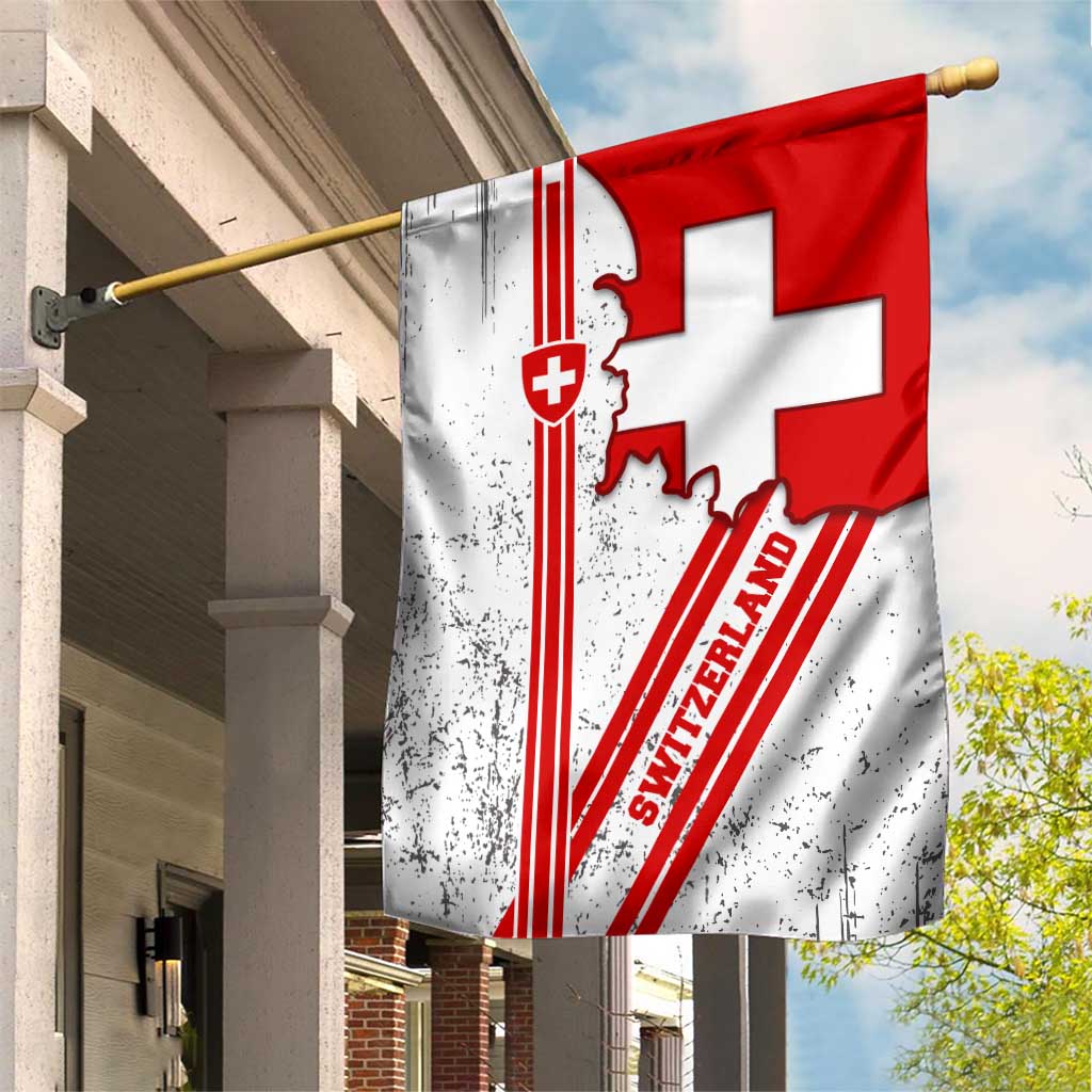 Switzerland Flag Garden Flag Swiss Map Red-White Distressed - Wonder Print Shop
