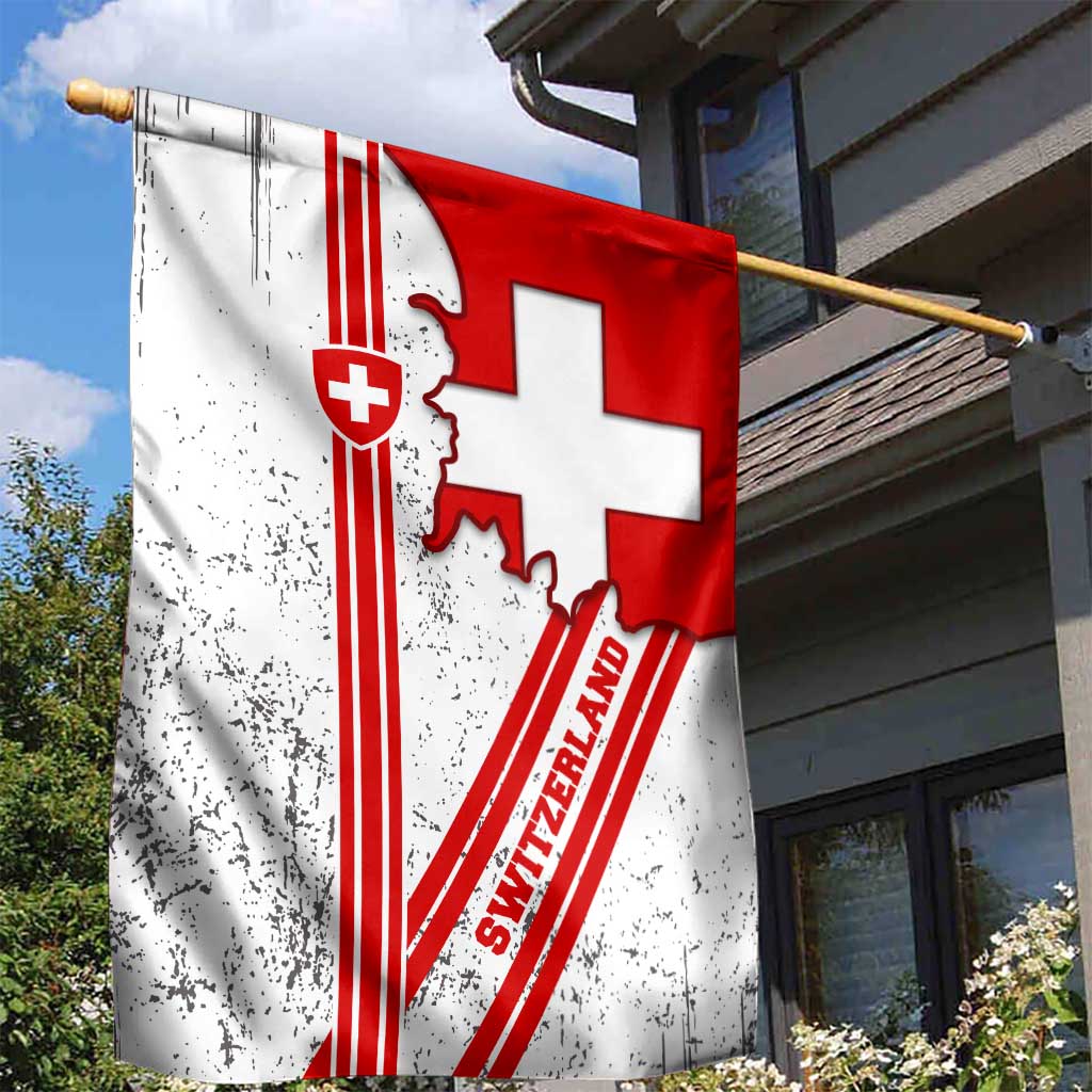 Switzerland Flag Garden Flag Swiss Map Red-White Distressed - Wonder Print Shop