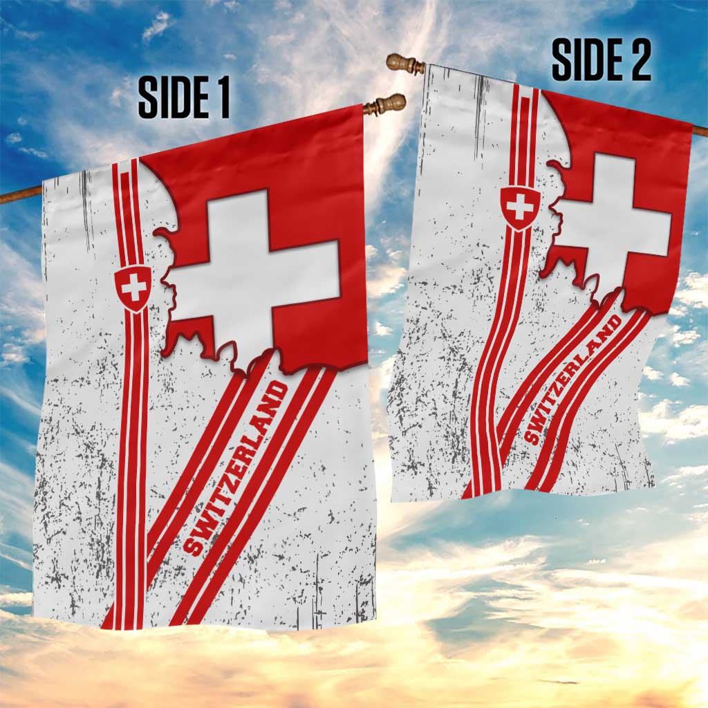 Switzerland Flag Garden Flag Swiss Map Red-White Distressed - Wonder Print Shop