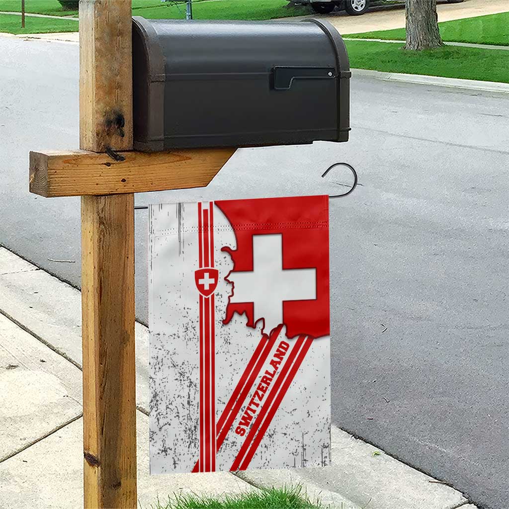 Switzerland Flag Garden Flag Swiss Map Red-White Distressed - Wonder Print Shop