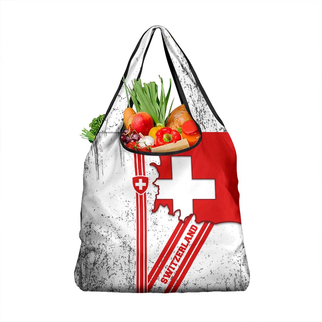 Switzerland Flag Grocery Bag Swiss Map Red-White Distressed - Wonder Print Shop