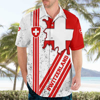Switzerland Flag Hawaiian Shirt Swiss Map Red-White Distressed - Wonder Print Shop