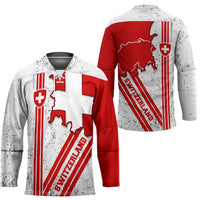 Switzerland Flag Hockey Jersey Swiss Map Red-White Distressed - Wonder Print Shop