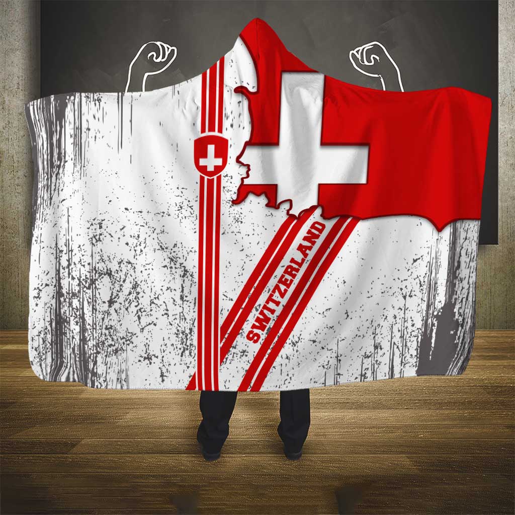 Switzerland Flag Hooded Blanket Swiss Map Red-White Distressed - Wonder Print Shop