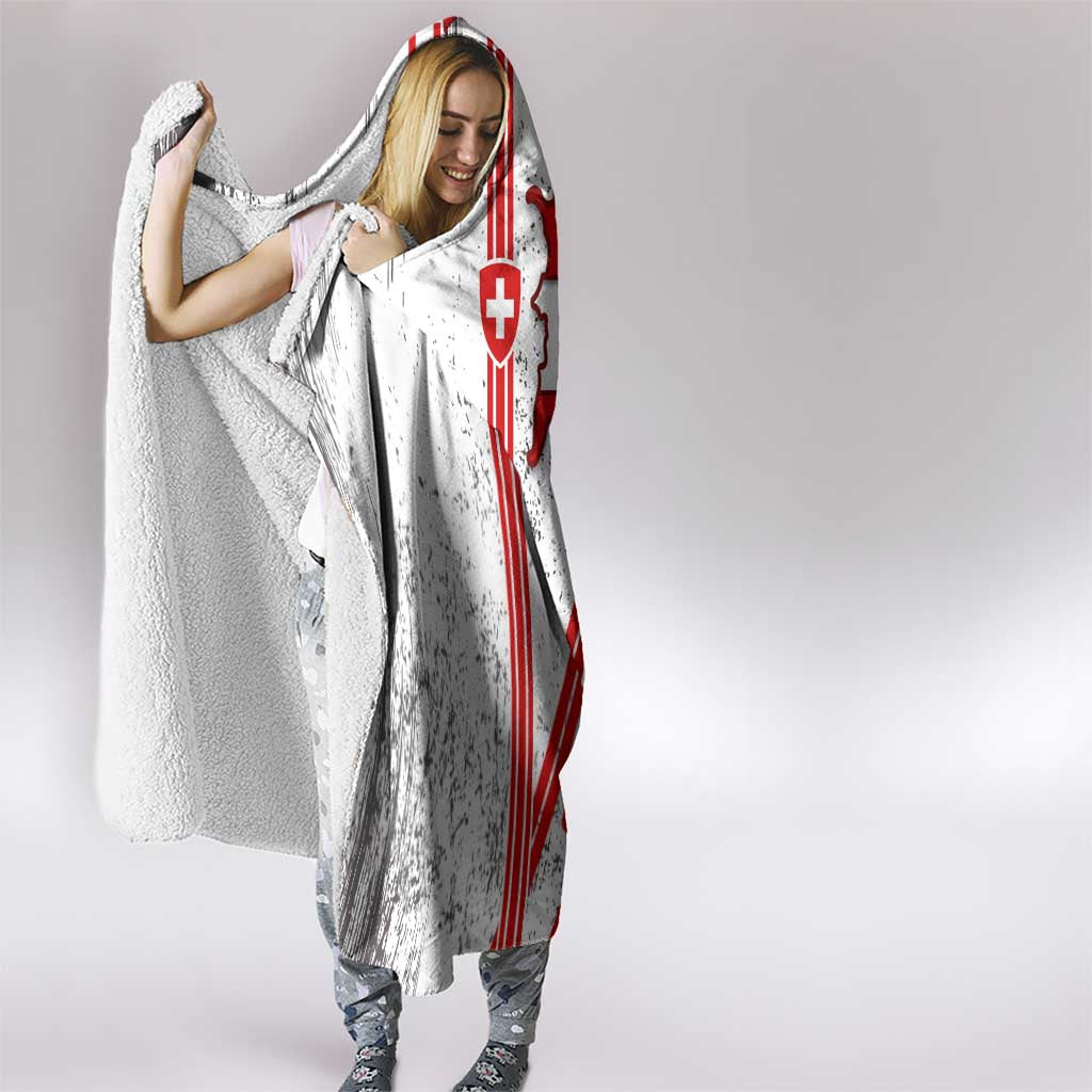 Switzerland Flag Hooded Blanket Swiss Map Red-White Distressed - Wonder Print Shop