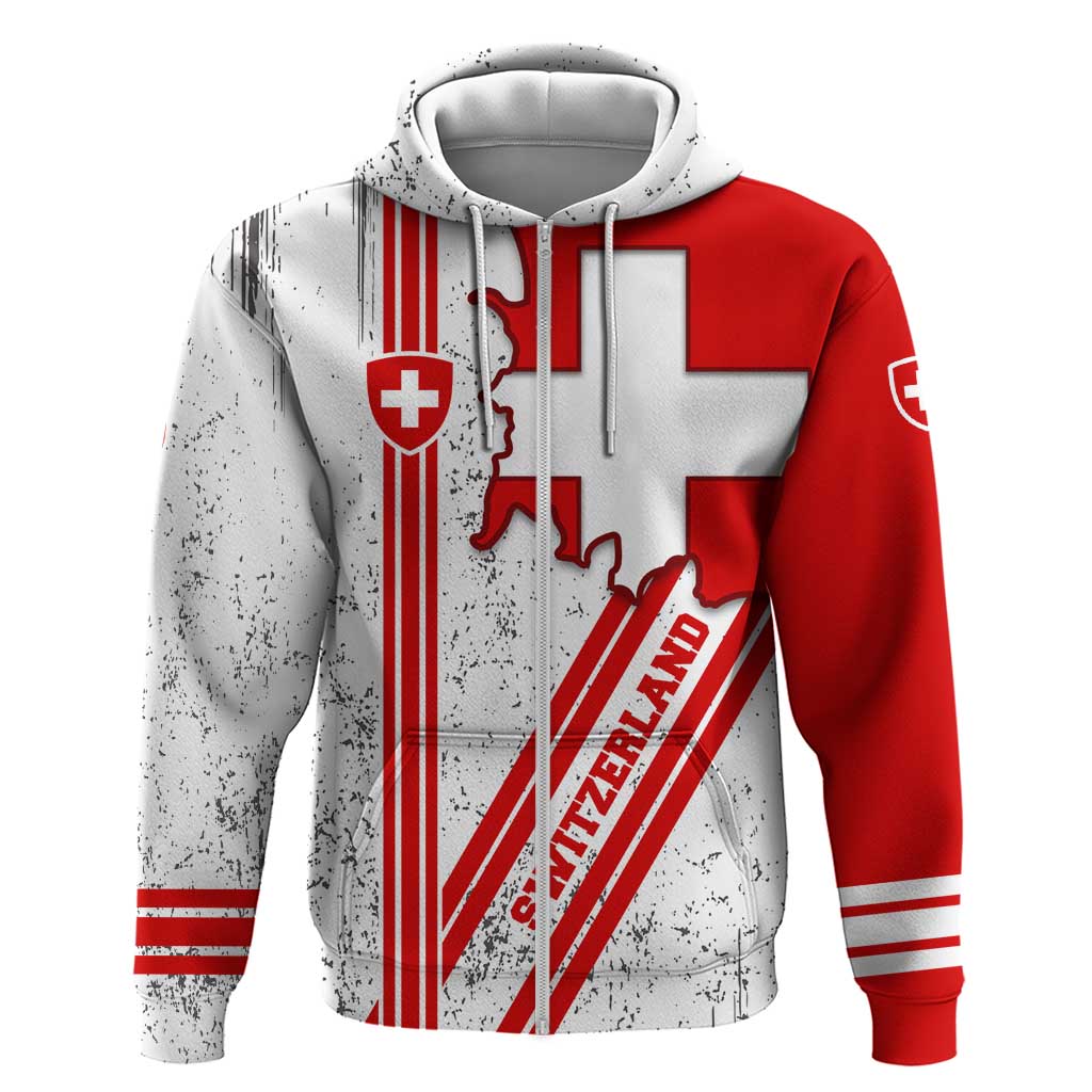 Switzerland Flag Hoodie Swiss Map Red-White Distressed - Wonder Print Shop