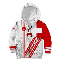 Switzerland Flag Kid Hoodie Swiss Map Red-White Distressed - Wonder Print Shop