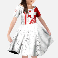 Switzerland Flag Kid Short Sleeve Dress Swiss Map Red-White Distressed - Wonder Print Shop