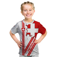 Switzerland Flag Kid T Shirt Swiss Map Red-White Distressed - Wonder Print Shop