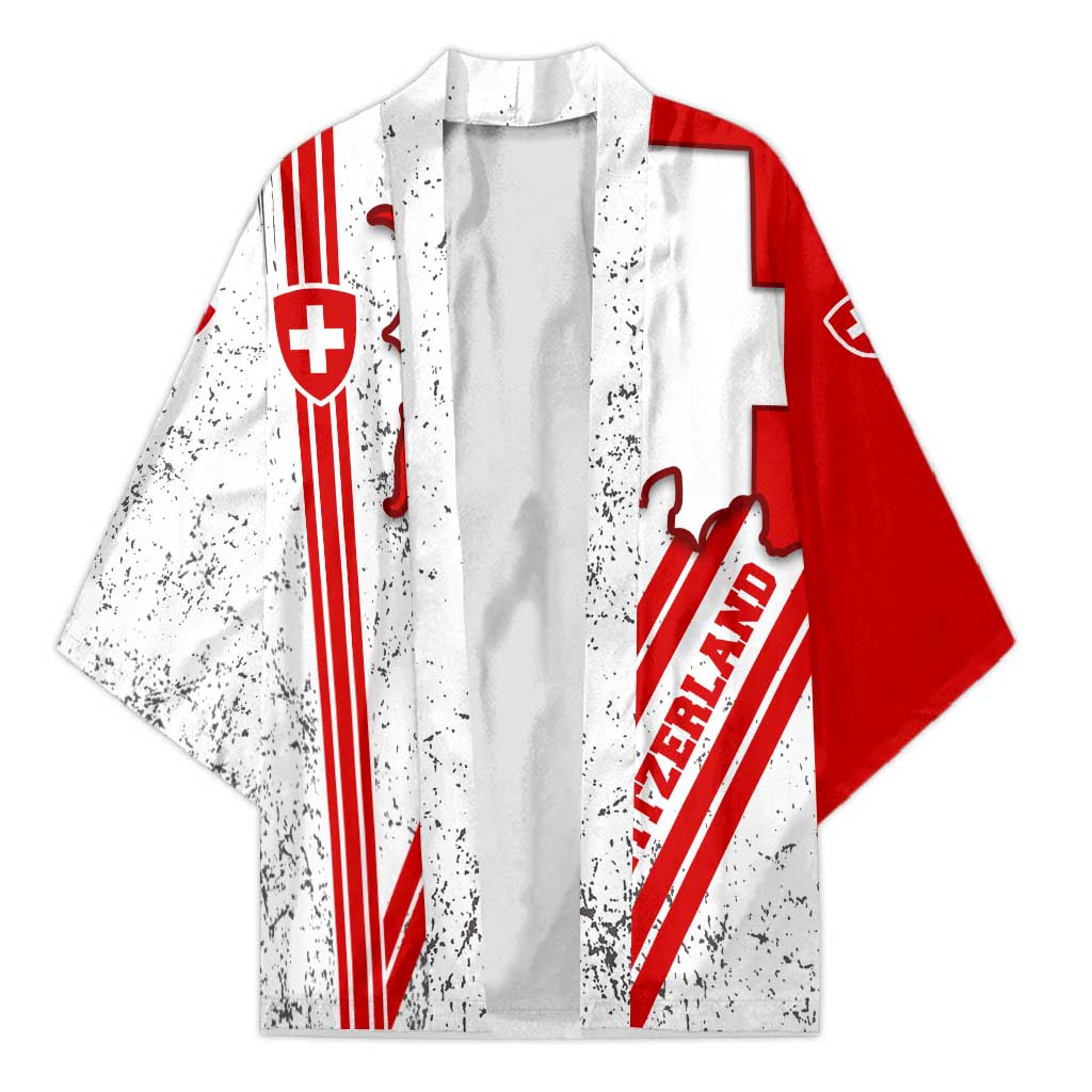 Switzerland Flag Kimono Swiss Map Red-White Distressed - Wonder Print Shop