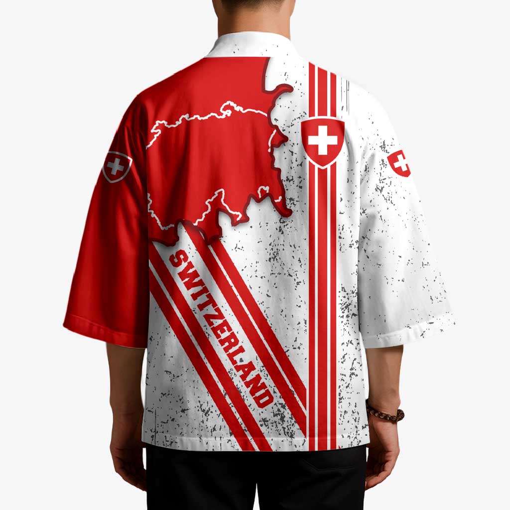 Switzerland Flag Kimono Swiss Map Red-White Distressed - Wonder Print Shop