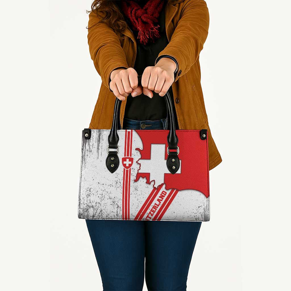 Switzerland Flag Leather Bag Swiss Map Red-White Distressed - Wonder Print Shop