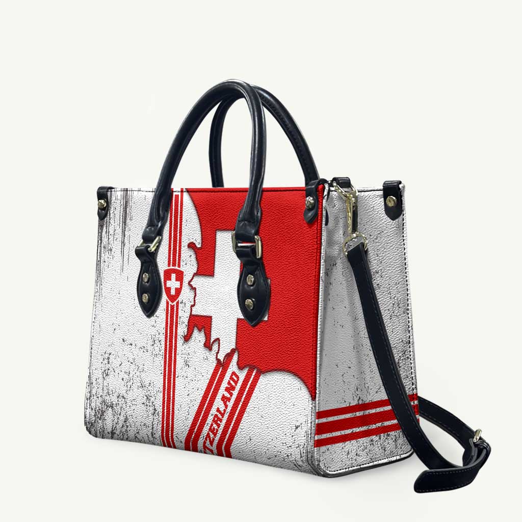 Switzerland Flag Leather Bag Swiss Map Red-White Distressed - Wonder Print Shop